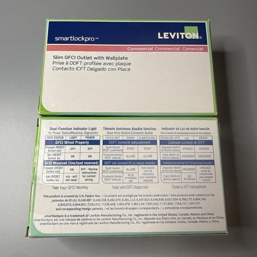 Lot of 2 Leviton N7899-W White Slim GFCI SmartlockPro Commercial Receptacles